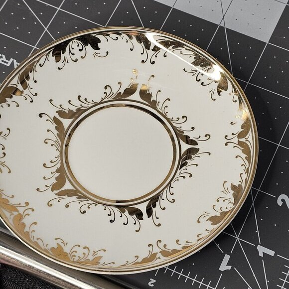 VTG Lomonosov White Heavily Gold Gilded porcelain coffee/tea Cup Saucer Set - Picture 9 of 9